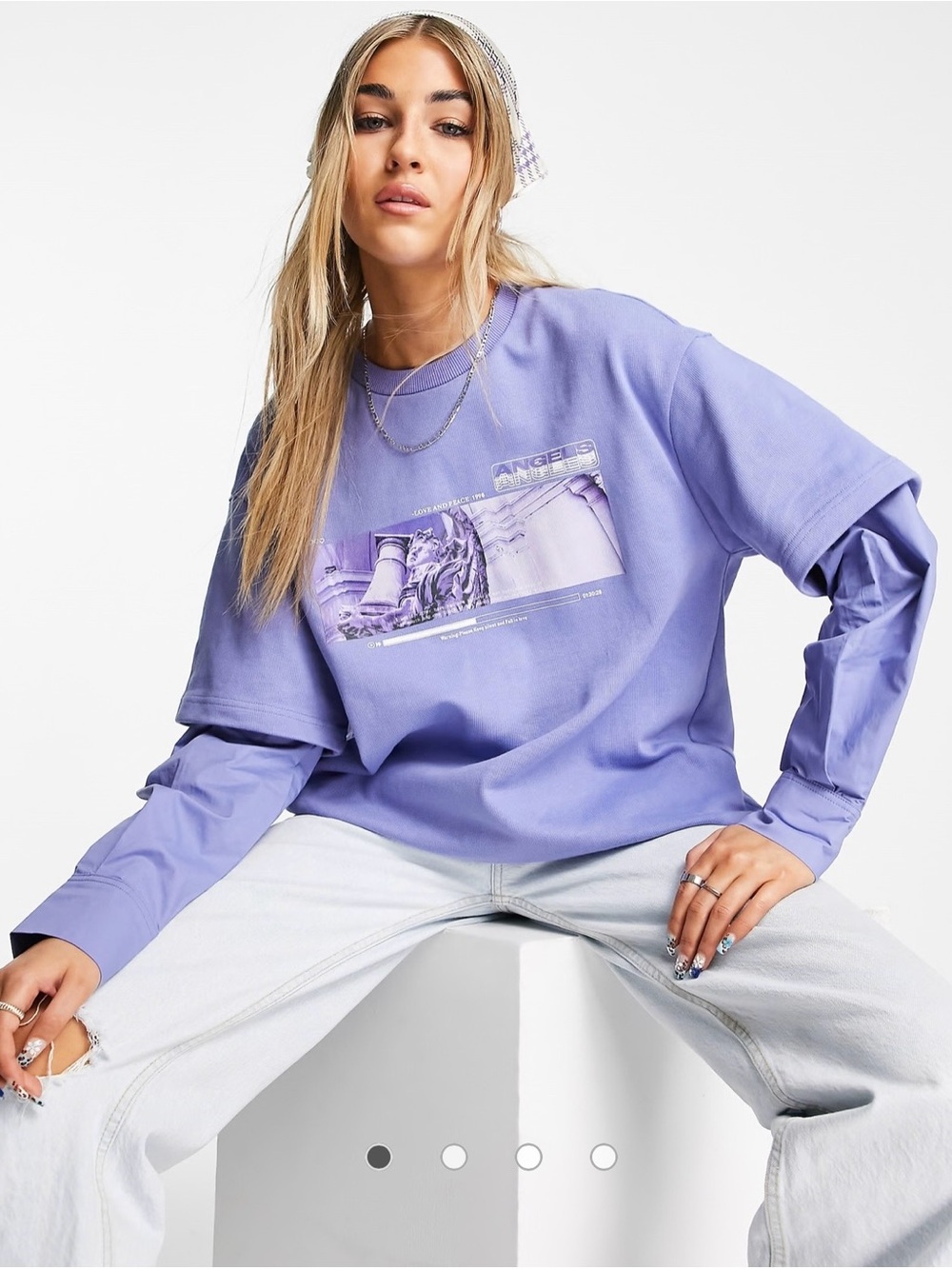Urban Revivo long sleeve graphic t-shirt in purple